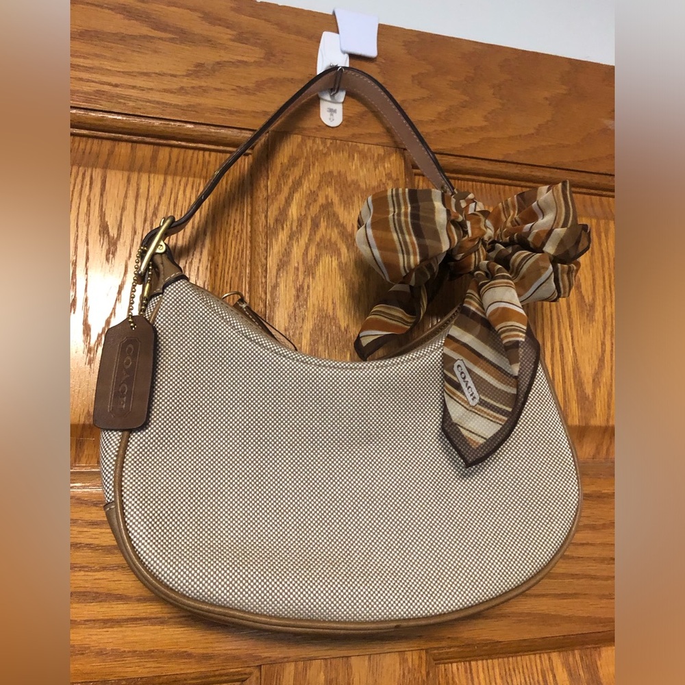 Coach Tan and Brown Shoulder Bag